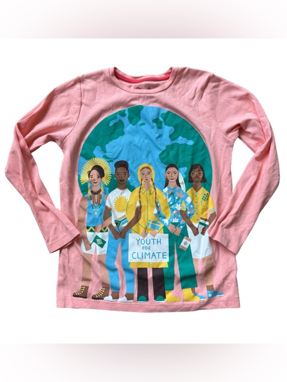 Piccolina Girls Climate Graphic Tee Size 12 Pink Long Sleeve Youth for Climate